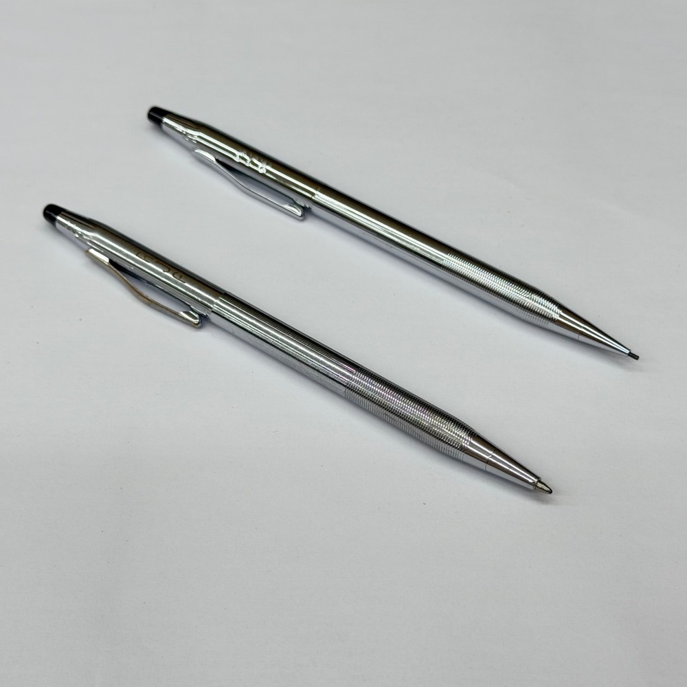 Vintage Cross Century Lustrous Chrome Ballpoint Pen and Pencil Set RJF USA